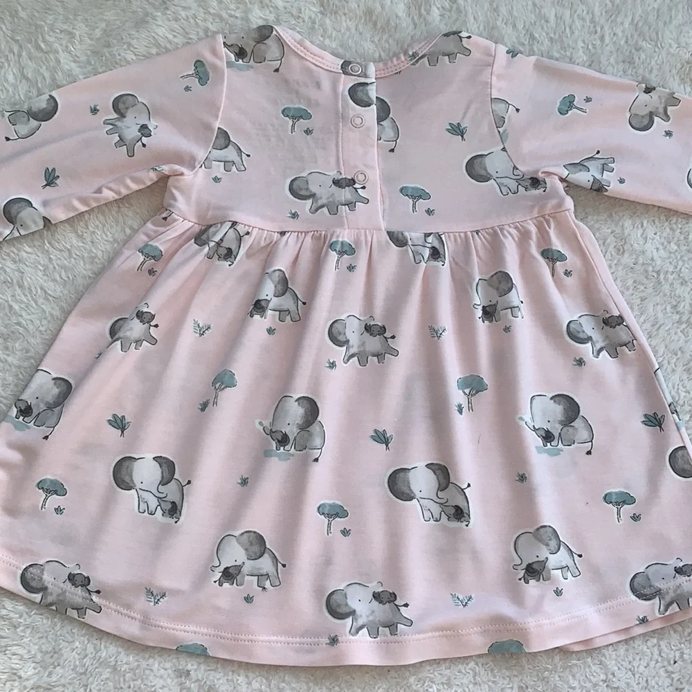 NWT Angel Dear Pink Dress and Bloomers GRAY ELEPHANTS 3-6M Bamboo